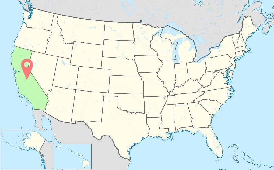 Vị trí bang California trên bản đồ nước Mỹ